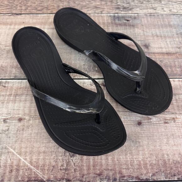 CROCS Shoes - Crocs Thong Flip Flop Black Women's Size 9 Casual Beach Summer Sand